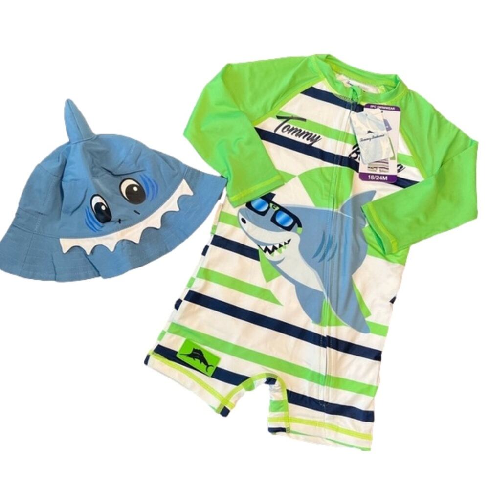 Tommy Bahama Boy's Swim Set Shark 12/18 Month's NWT